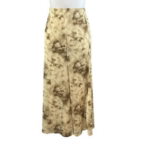 Moon River Skirt size Large Ivory Brown Mesh Sheer Midi Flared Stretch Modest